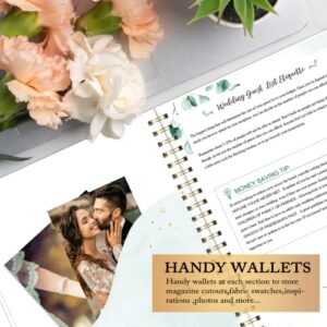 Wedding Planner - Wedding Planner Book and Organizer for the Bride with 5 Tabbed Sections, 9" x 11.9", Hardcover with Metal Corner + 5 Inner Pockets + Sticker + Elastic Closure Band - Wedding Marble