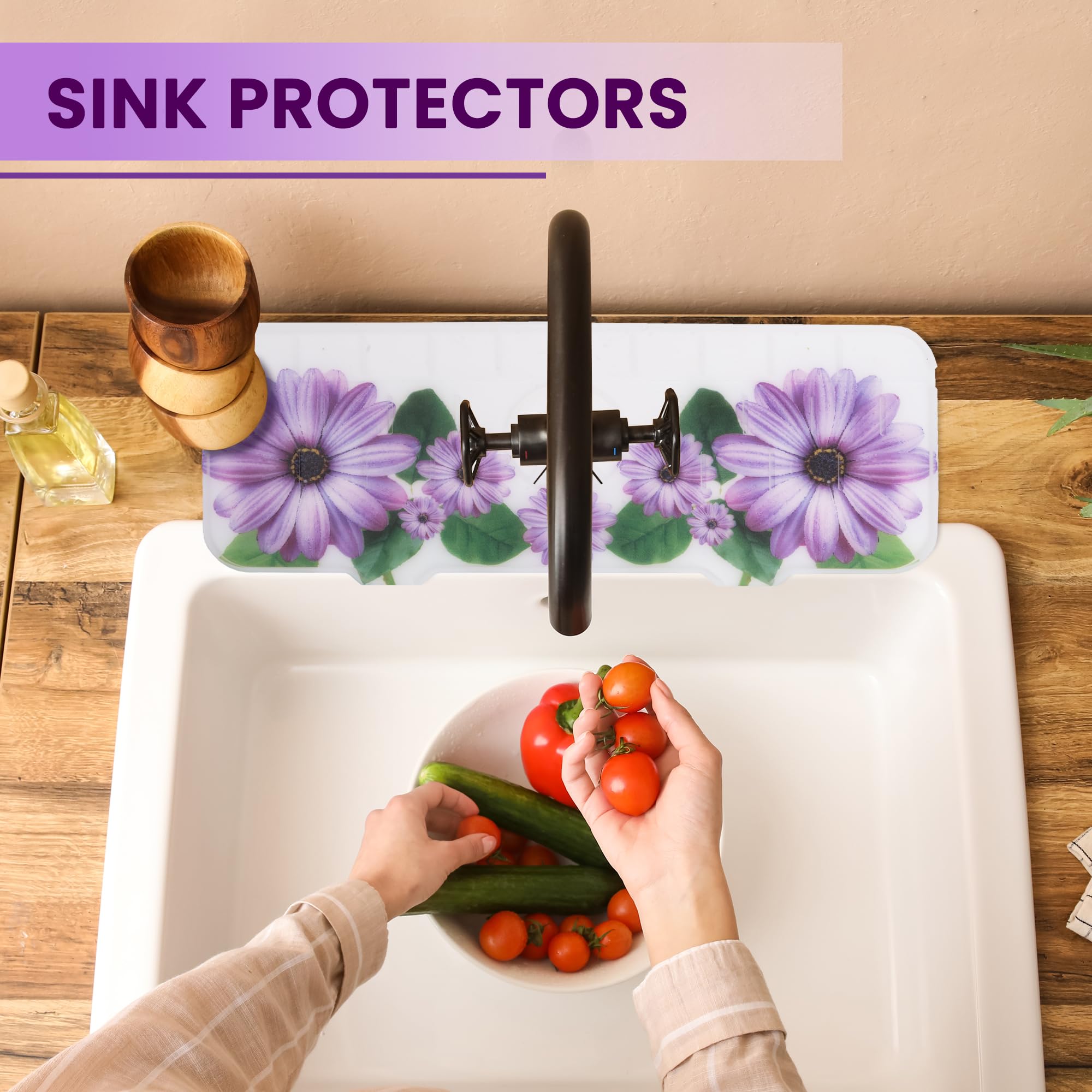 Sink Splash Guard - Silicone Sink Faucet Mat for Kitchen Sink Splash Guard - Kitchen Faucet Splash Guard - Silicone Sink Mat - Kitchen Sink Splash Guard - Faucet Splash Guard for Kitchen Sink (Purple)