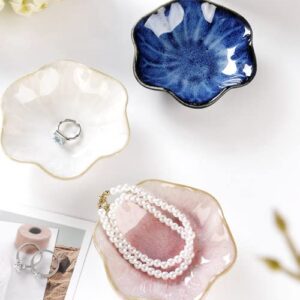 JAMEND CLXP Lotus Leaf Shape Ring Holder Dish, Small Key Bowl, Ceramic Trinket Tray Jewelry Dish Organizing Necklace Earrings for Mom Friend Sister, White. All Jewelries Are NOT Included.