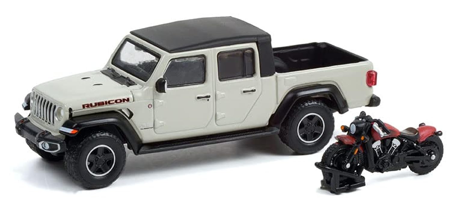 Collectibles Greenlight 97120-F The Hobby Shop Series 12 - 2020 Gladiator Rubicon with 2020 Icon Scout Motorcycle 1:64 Scale Diecast