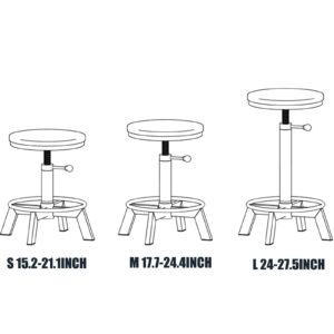 BOKKOLIK Rusitc Swivel PU Seat Bar Stools Industrial 24-28inch Height Adjustable Counter Island Stool Office Guest Chair