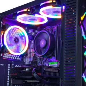 MXZ Gaming PC Desktop Computer, AMD Ryzen 5 4500, RX 6600 8GB, 16GB DDR4, NVME 500GB SSD, 6RGB Fans, Win 11 Pro Ready, Gamer Desktop Computer(R5 4500| RX 6600)