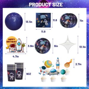 Outer Space Birthday Party Decorations, Outer Space Birthday Party Supplies, Space Themed Decoration Include Space (Foil) Balloon/Happy Birthday Banner/Cake Topper/Plate/Napkin/Cup/Tablecloth/Backdrop