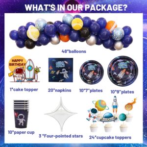 Outer Space Birthday Party Decorations, Outer Space Birthday Party Supplies, Space Themed Decoration Include Space (Foil) Balloon/Happy Birthday Banner/Cake Topper/Plate/Napkin/Cup/Tablecloth/Backdrop