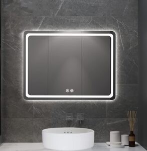 winzo 30"x20" led bathroom vanity mirror with adjustable lights wall mounted anti-fog waterproof, horizontal installation