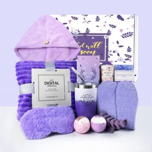 get well soon gifts for women,care package for women encouraging rehabilitation gifts for sick friends,get well soon gift basket with blanket tumbler cup for friends,care package for sick friend