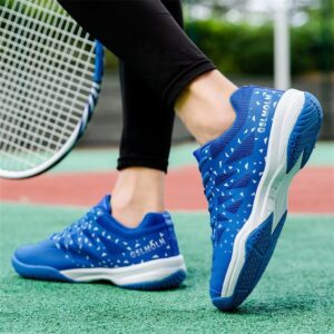 Jakcuz Pickleball Shoes for Women Badminton Tennis Shoes Indoor Outdoor Court Training Shoe Racketball Squash Volleyball Sneakers Blue Size 5.5