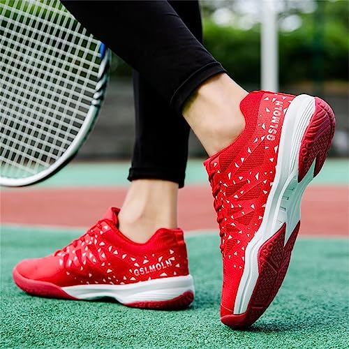 Fashion Sneakers for Women Lightweight Breathable Lace-up Walking Shoes for Indoor Outdoor Red Size 10.5