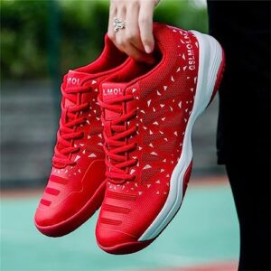 Fashion Sneakers for Women Lightweight Breathable Lace-up Walking Shoes for Indoor Outdoor Red Size 10.5