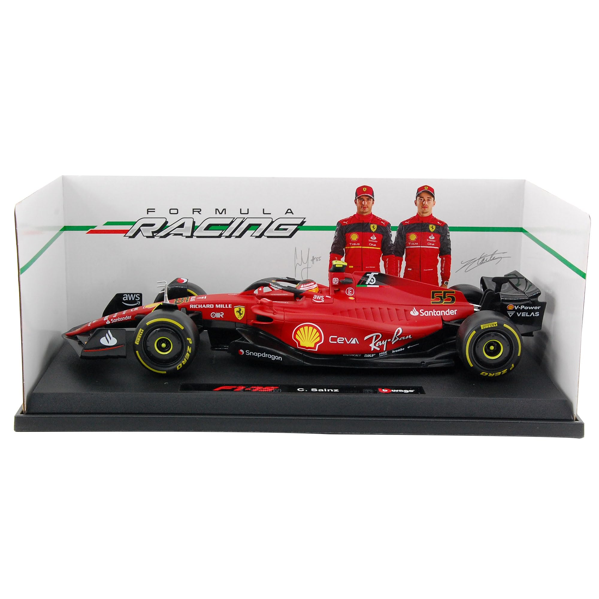 Bburago F1 Ferrari #55 Carlos Sainz 2022 1/18 Diecast Model Car 16811