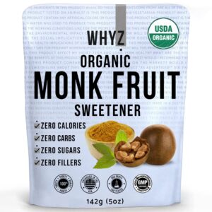organic monk fruit extract, 5 oz, pure monk fruit sweetener organic no erythrytol and zero calorie, sugar substitute, powdered monkfruit sweetener keto and paleo diet friendly, 454 servings
