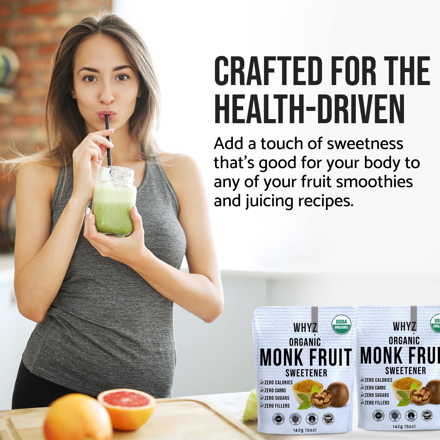 Organic Monk Fruit Extract, 5 oz, Pure Monk Fruit Sweetener Organic No Erythrytol and Zero Calorie, Sugar Substitute, Powdered Monkfruit Sweetener Keto and Paleo Diet Friendly, 454 Servings