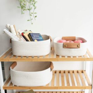 CHICVITA Black Woven Storage Basket, Toy Bin for Living Room, Decorative Rope Basket for Books, Towels, Maganizes, Rectangle Shelf Baskets, Gift Basket Set of 3