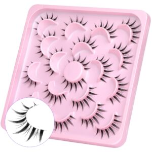 ALICE Manga Lashes Natural Wispy Clear Band Lashes Fluffy Japanese Style Anime Lashes look like Eyelash Extension Asian Lashes Spiky Faux Mink Lashes Pack 10 Pairs