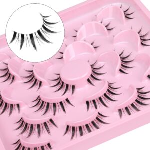 ALICE Manga Lashes Natural Wispy Clear Band Lashes Fluffy Japanese Style Anime Lashes look like Eyelash Extension Asian Lashes Spiky Faux Mink Lashes Pack 10 Pairs