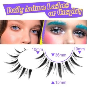 ALICE Manga Lashes Natural Wispy Clear Band Lashes Fluffy Japanese Style Anime Lashes look like Eyelash Extension Asian Lashes Spiky Faux Mink Lashes Pack 10 Pairs