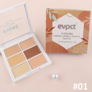 evpct 6 Colors Corrector Correcting Cream Concealer Contour Makeup Palette Set for Mature Skin Pink under Eye Concealer Palette Cream Kit for Dark Circles and Puffiness Trouble Spots Redness