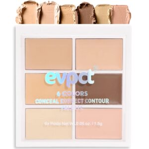 evpct 6 colors corrector correcting cream concealer contour makeup palette set for mature skin pink under eye concealer palette cream kit for dark circles and puffiness trouble spots redness