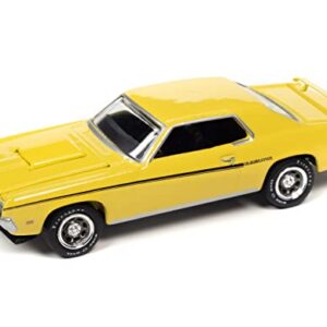 1969 Mercury Cougar Eliminator Yellow w/Black Stripes Classic Gold Collection Ltd Ed 1/64 Diecast Model Car by Johnny Lightning JLCG029-JLSP246 B