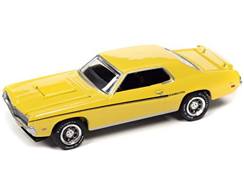 1969 Mercury Cougar Eliminator Yellow w/Black Stripes Classic Gold Collection Ltd Ed 1/64 Diecast Model Car by Johnny Lightning JLCG029-JLSP246 B