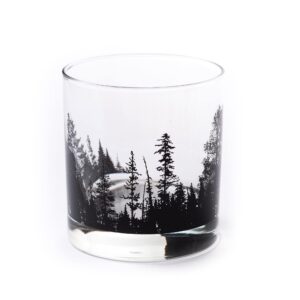 black lantern handmade whiskey glasses - unique themed cocktail & everyday use drinking glasses, perfect for outdoor enthusiasts & nature lover (one 11oz. glass) forest landscape design
