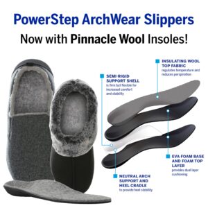 Powerstep mens Archwear Slippers, House Shoes, Orthotic With Arch Support, Plantar Fasciitis Pain Relief Slipper, Dark Gray, 10 US