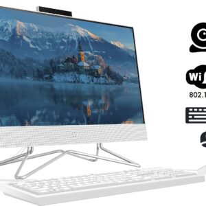 HP All-in-One Desktop, 21.5" FHD Display, Intel Celeron J4025 Processor, 32GB DDR4 RAM, 1TB PCIe SSD, Webcam, Wi-Fi, HDMI, RJ-45, Wired Keyboard&Mouse, Windows 11 Home, White