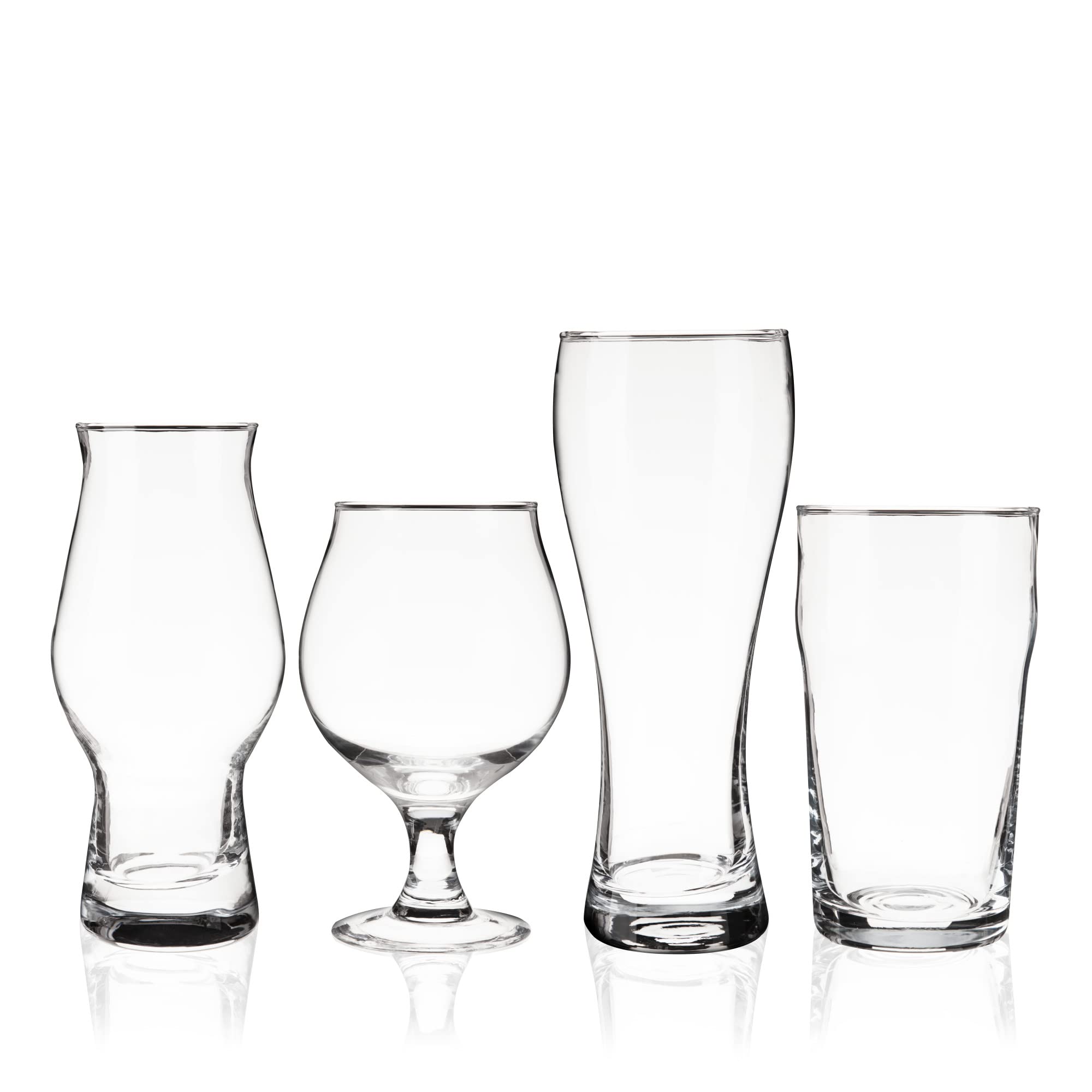 True Craft Beer Tasting Kit Glasses, Dishwasher Safe for Drinking IPAs, Tulips, Hefeweizen, and Imperial Pint Glassware, Set of 4