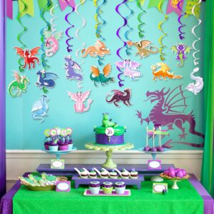 Dragon Hanging Swirls Decorations 30Pack Magical Party Supplies Decorations Ceiling Decorations for kids Boys Children’s Party Decor