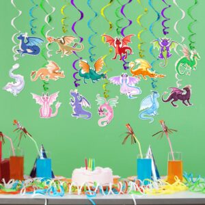 Dragon Hanging Swirls Decorations 30Pack Magical Party Supplies Decorations Ceiling Decorations for kids Boys Children’s Party Decor