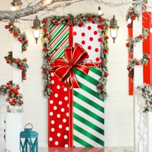 christmas door cover decoration xmas gift box door cover merry christmas door cover christmas door hanging cover xmas holiday bow door cover for holiday house decoration christmas party supplies