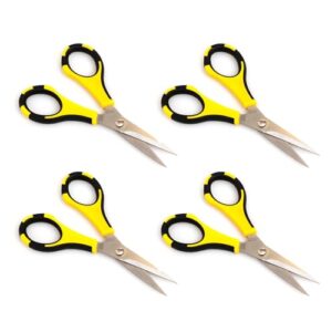 ek tools cutter bee scissors, 4 pack, black and yellow, multi pack scissors for fabric, embroidery, crafting, herbs, gardening, office, home, and all purpose