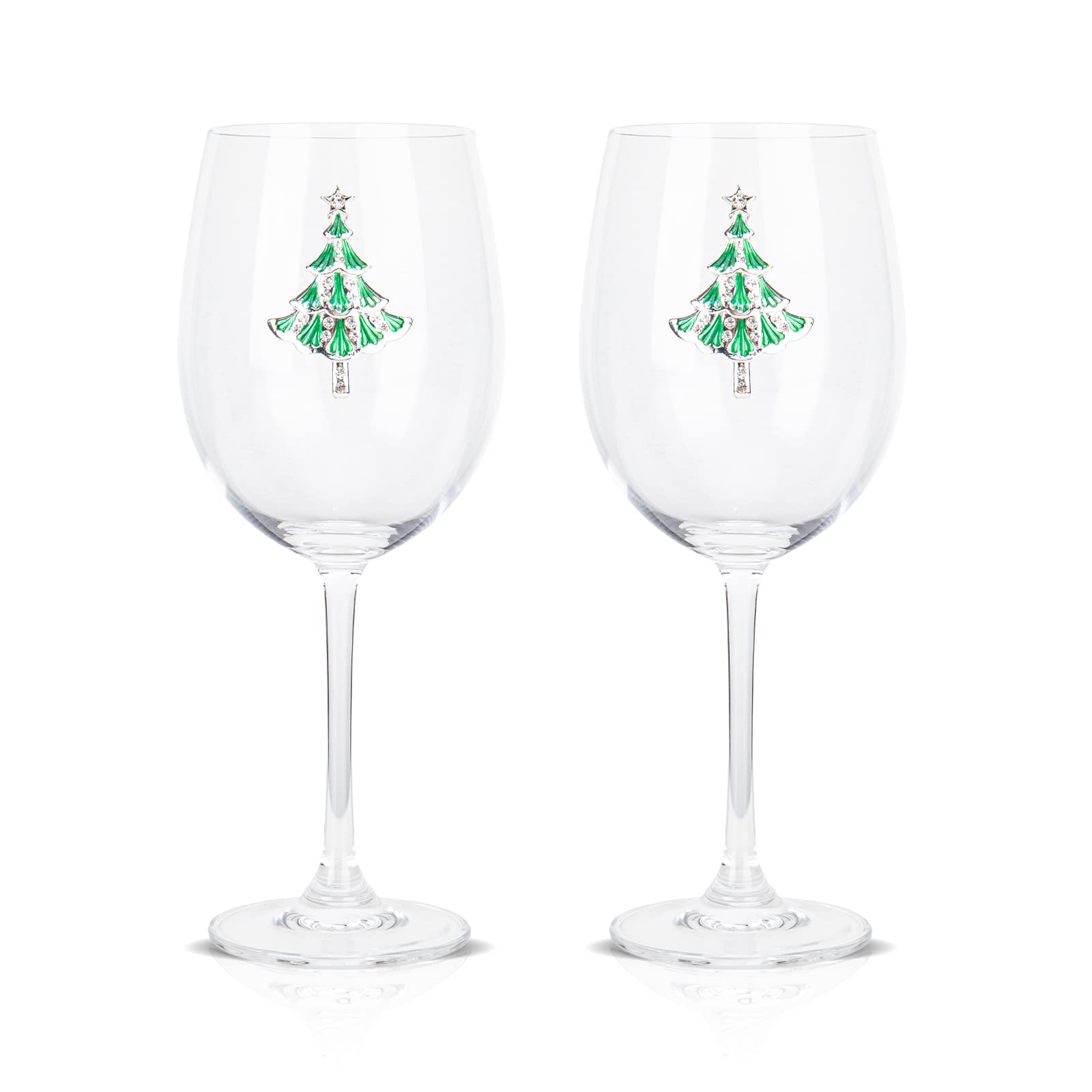 Vipush Christmas Wine Glasses Set of 2-19 Oz Drinking Cups with Snowflake Crystal Xmas Holiday Wineglass Gift Winter Glassware Diamond-encrusted Cups