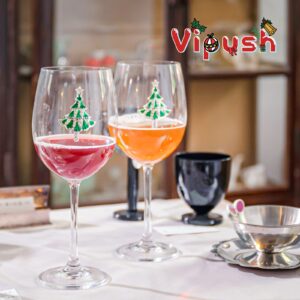 Vipush Christmas Wine Glasses Set of 2-19 Oz Drinking Cups with Snowflake Crystal Xmas Holiday Wineglass Gift Winter Glassware Diamond-encrusted Cups