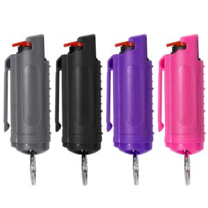 aimhunter pepper spray keychain - maximum strength for easy and outdoor (black,gray,pink,purple)