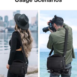 BAGSMART Small Camera Case with Tripod Holder, Compact Camera Shoulder Bags for DSLR/SLR/Mirrorless Cameras, Waterproof Crossbody Bag Women Men, Black