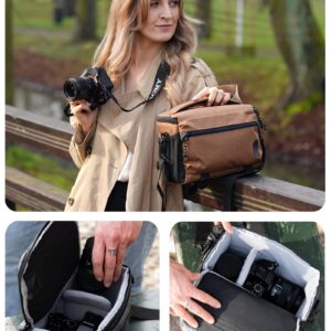 BAGSMART Small Camera Case with Tripod Holder, Compact Camera Shoulder Bags for DSLR/SLR/Mirrorless Cameras, Waterproof Crossbody Bag Women Men, Black
