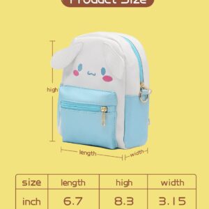 Girls Anime Kawaii Mini Backpack + Keychain Anime Cosplay Backpack Cute Doll Handbag Shoulder Bag(Blue)