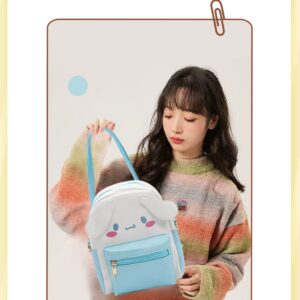 Girls Anime Kawaii Mini Backpack + Keychain Anime Cosplay Backpack Cute Doll Handbag Shoulder Bag(Blue)