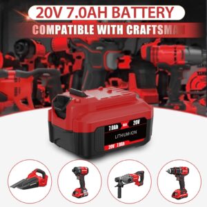 POWTREE 7000mAh 20V CMCB205 Battery Replacement for Craftsman V20 MAX Lithium Ion Battery CMCB205 CMCB204 CMCB206 CMCB202 CMCB201 20V Cordless Power Tools Craftsman 20V Max V20 Series Battery 2Pack