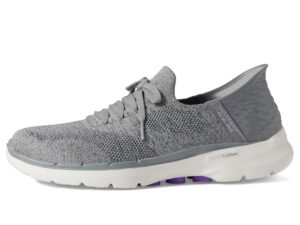 skechers go walk 6 lovely day hands free slip-ins gray/lavender 8 b (m)