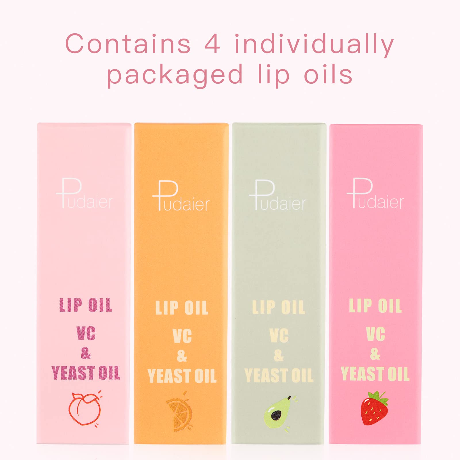 Pudaier Hydrating Lip Oil, Fruit Extract Lip Oil Set Tinted for Dry Lip and Lip Care, Shiny and Moisturizing Transparent Lip Oil Gloss (Mixed Set)