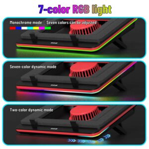 ELELAK F60 RGB Gaming Laptop Cooling pad for 14-17.3 inch Laptop, Powerful Turbo-Fan (5000RPM Speed, 52CFM air Volume) for Rapid Cooling，Air Lock Sponge, dust Filter,Height Adjustment Laptop Cooler