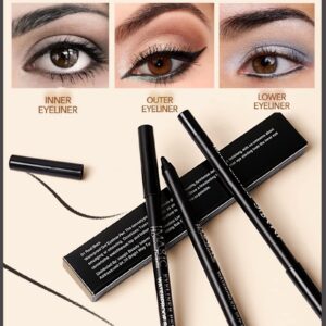LYSdefeu 2Pcs Black Waterproof Smudge-proof Gel Eyeliner Pencil, Fade-Proof Eye Liner Pencil Soft Smooth Easy-to-Sharpen Pencil for Women Cat Eye/Smoky Eye Makeup with Pencil Sharpener
