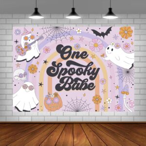 lofaris halloween spooky first birthday party backdrop girls 1st birthday background groovy halloween boo princess 1 year old birthday party supplies 5x3ft