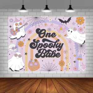 Lofaris Halloween Spooky First Birthday Party Backdrop Girls 1st Birthday Background Groovy Halloween Boo Princess 1 Year Old Birthday Party Supplies 5x3ft