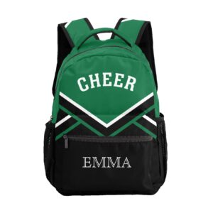 Zaaprint Green Waterproof Cheer Cheerleaders Backpack with Name Text for Women Men Gift