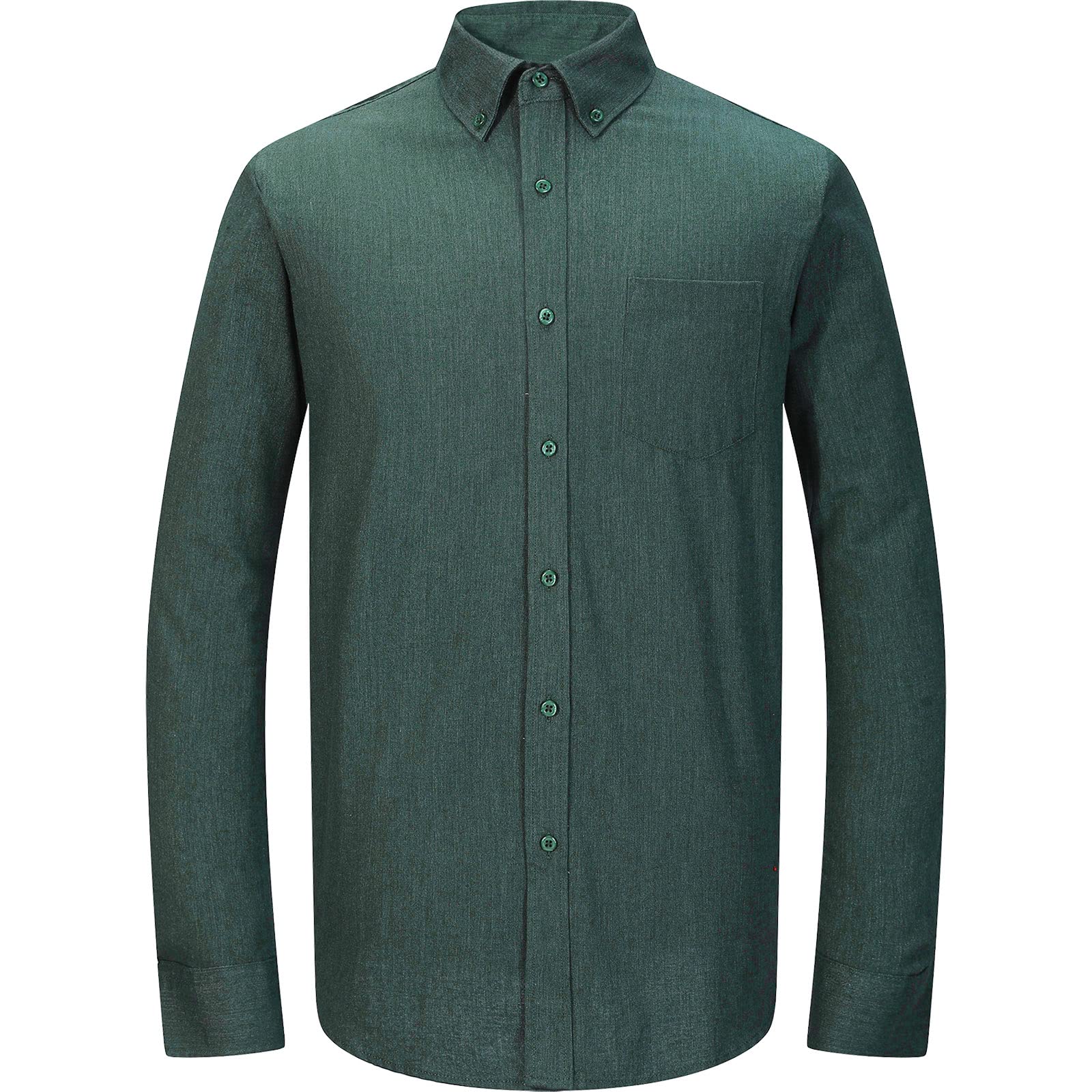 MGWDT Men's Dress Shirts Long Sleeve Oxford Button Down Shirt Classic-Fit Cotton Blouse Wrinkle Resistant Duck Green L 35