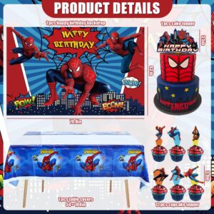 Red Spider Hero Balloons Party Supplies Arch Garland Kit, Red Spider Backdrop, Tablecloth, Cupcake Toppers,for Baby Shower Birthday Graduation Anniversary Party Decorations