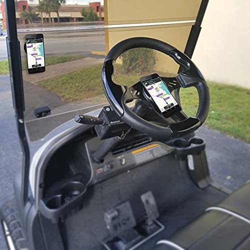 SafeVuu Magnetic Universal Steering Wheel Phone Holder - Perfect Rotating Magnet Mobile Mount for Golf Carts, Trucks, Utility Vehicles, Motor Coaches, GPS Hands - Free Driving